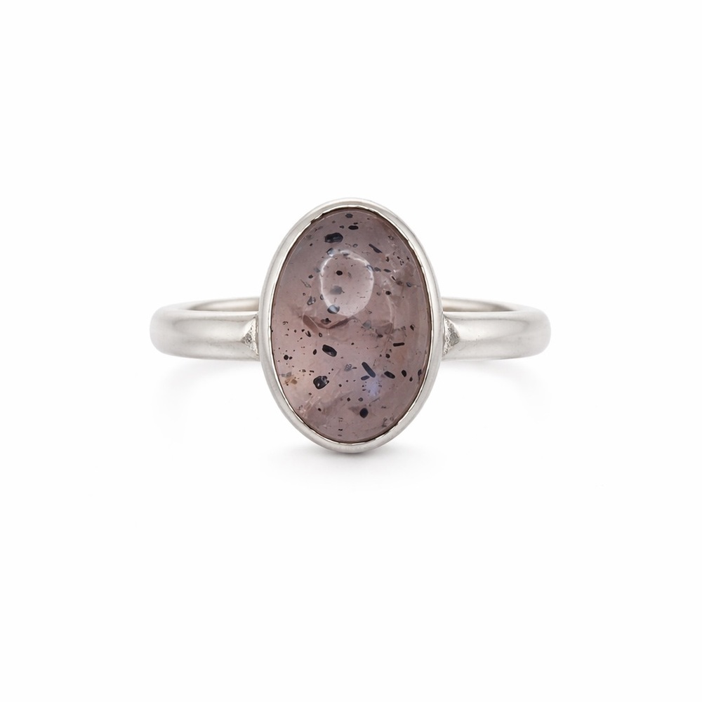 S925 Black Dotted Rose Quartz Ring